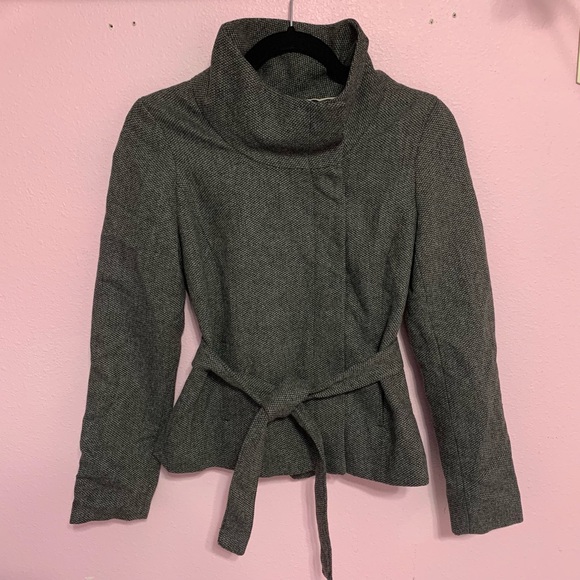 H&M Dark Gray Wool Textured Jacket with Belt 4 - Picture 10 of 12